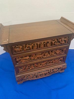 Vintage Carved Asian Jewelry Box