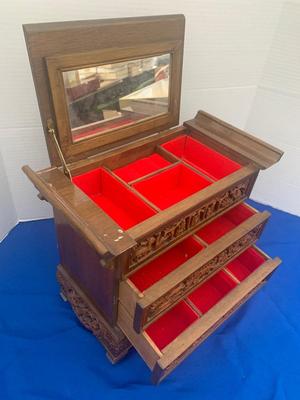 Vintage Carved Asian Jewelry Box