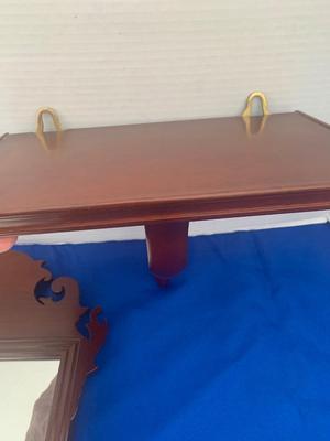 Mahogany Wall Shelf & Small Mirror