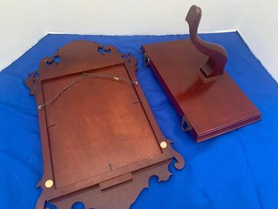 Mahogany Wall Shelf & Small Mirror