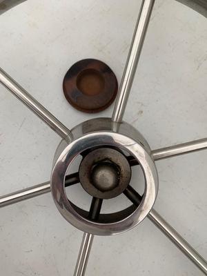 Authentic Retro Teak & Chrome Ships Wheel