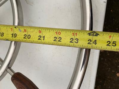 Authentic Retro Teak & Chrome Ships Wheel