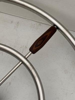 Authentic Retro Teak & Chrome Ships Wheel