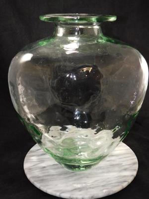Large Light Green Pressed Glass Vase 14.25” Tall