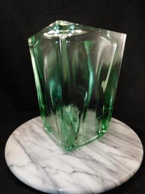 Heavy Green Recycled Glass Vase, Spain 8.75” Tall