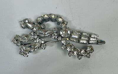 Vintage Clear Rhinestone Brooch Pin