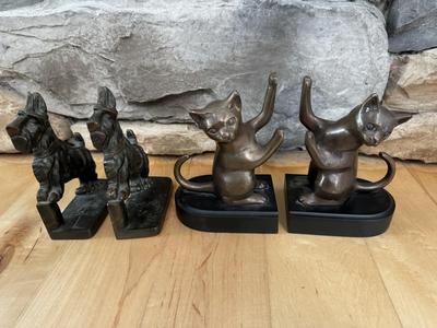 Bronze Book Ends - Cats & Dogs
