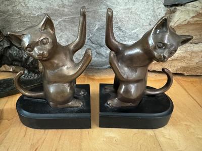 Bronze Book Ends - Cats & Dogs