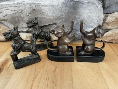 Bronze Book Ends - Cats & Dogs