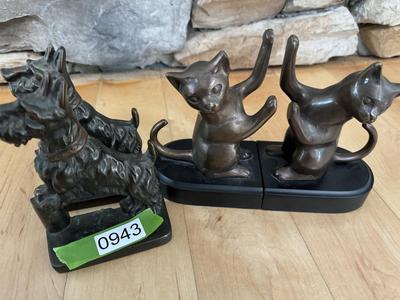 Bronze Book Ends - Cats & Dogs