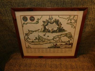 Framed Replica Print of Bermuda Based on Cartographer’s Work 17.75”x15.25”