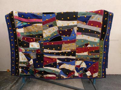 Insane Vintage Heavy Duty Patchwork Crazy Quilt 80"x102"