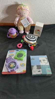 Brand new baby gifts - Addison personalized sippy cup - Hallmark Keepsake ornament- Rattles and more