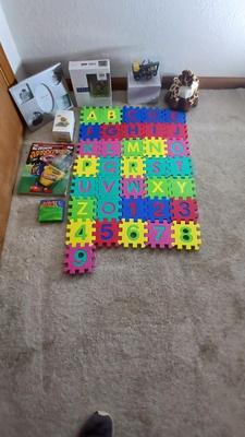 Foam Alphabet & numbers, Coloring book with markers, new picture frames and other toys