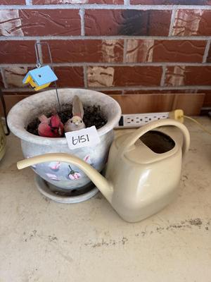 Flower pot & watering can