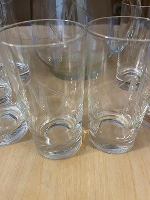 ETCHED “M” ZARA GLASS PITCHER WITH MATCHING GLASSES