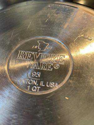 SIX PIECE REVERE WARE AND 2 PIECE EMERIL POT