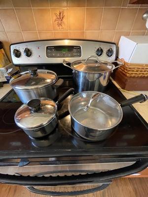SIX PIECE REVERE WARE AND 2 PIECE EMERIL POT