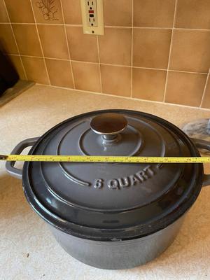 ENAMELED CAST IRON DUTCH OVEN, VINTAGE RED WING VILLAGE POTTERY
