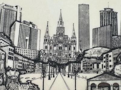 Engraved New Orleans Landmarks Signed and Numbered Original by Carol Blaess