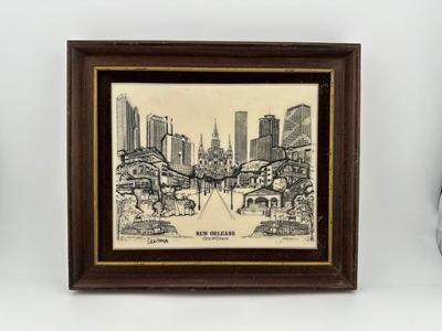 Engraved New Orleans Landmarks Signed and Numbered Original by Carol Blaess