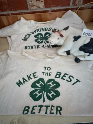 2 vintage 4H tshirts and a cow