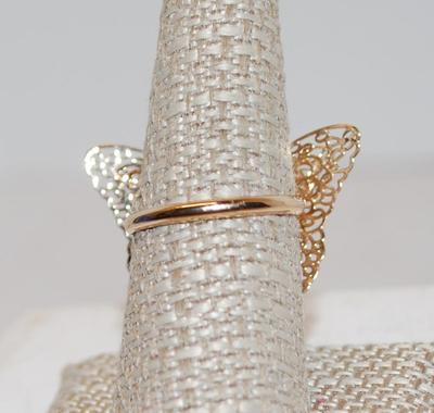 Size 8¾ Delicate Gold Tone Filigree Style Butterfly Ring (2.3g)
