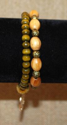 2 Piece Wood/Tree Themed Expandable Bracelet Set 2" Diameter