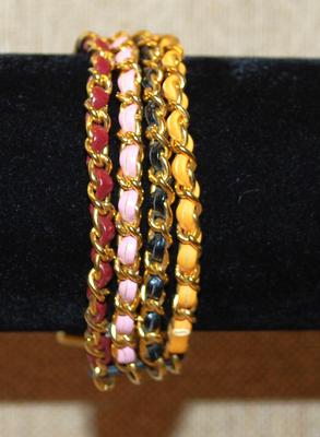 4 Strand Colored "Leather & Hooks" Bracelet with a Toggle Clasp 5" Circumference
