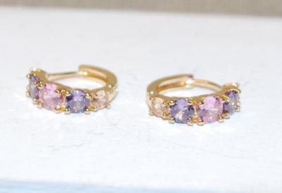 5 Stone Multicolor Earrings (¾") on a Huggie Clasp