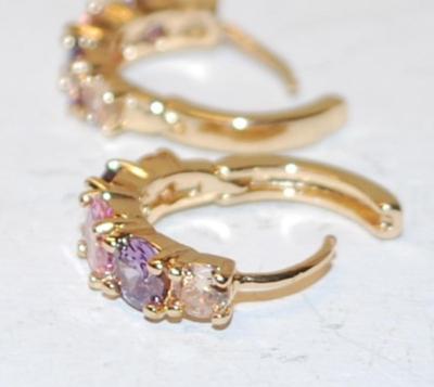 5 Stone Multicolor Earrings (¾") on a Huggie Clasp