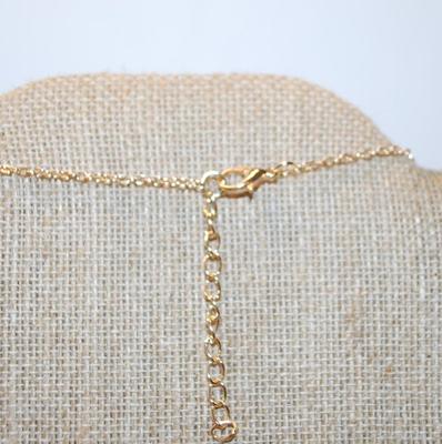 Chunky Colorful Wired Stone PENDANT (1¼" x 1") on a Gold Tone Necklace Chain 18" L
