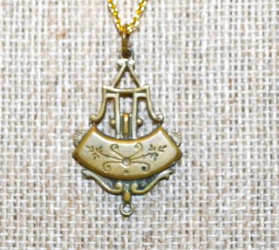 Vintage Brass Styled "Anchor" PENDANT (1" x ¾") on a Gold Tone Necklace Chain 17" L