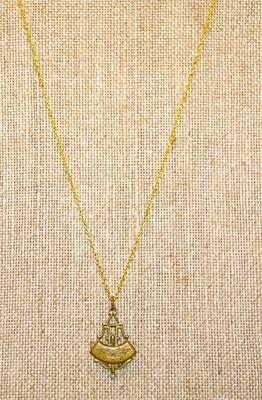 Vintage Brass Styled "Anchor" PENDANT (1" x ¾") on a Gold Tone Necklace Chain 17" L