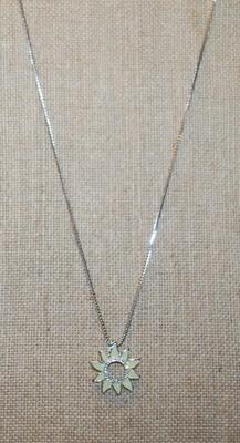 Yellow Beige 10 Point Star Flower PENDANT (¾" circ.) on a Silver Tone ADJUSTABLE Chain 17"-19" L