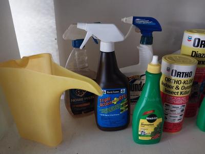Plant and Garden Chemical's in a crate