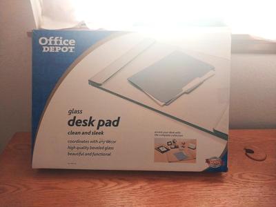 New in Box Beveled Glass Desk Pad