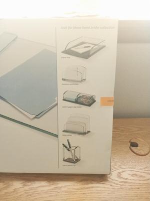 New in Box Beveled Glass Desk Pad