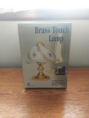 (NIB) Brass Touch Lamp and Glass candle Holder & Candles