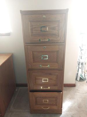 Nice New Oak Wood Four Drawer Filing Cabinet