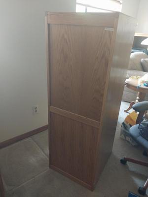 Nice New Oak Wood Four Drawer Filing Cabinet