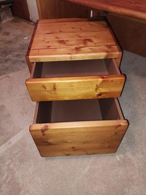 Buthcher Block Desk and Two Drawer File Cabinet