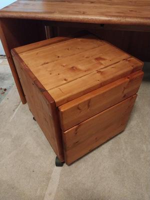 Buthcher Block Desk and Two Drawer File Cabinet