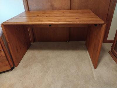 Buthcher Block Desk and Two Drawer File Cabinet