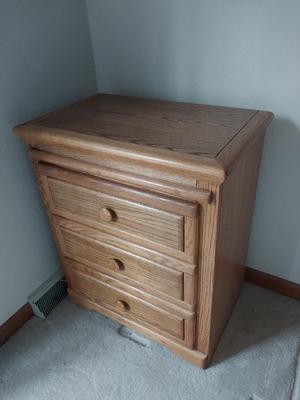 Solid Oak Three Drawer Nightstand by Ormann Grubb