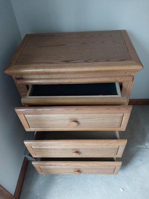Solid Oak Three Drawer Nightstand by Ormann Grubb