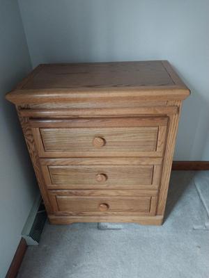 Solid Oak Three Drawer Nightstand by Ormann Grubb