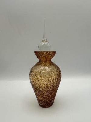 Vintage Amber Textured Glass Perfume Bottle with Stopper