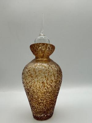 Vintage Amber Textured Glass Perfume Bottle with Stopper
