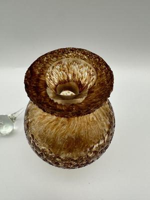 Vintage Amber Textured Glass Perfume Bottle with Stopper